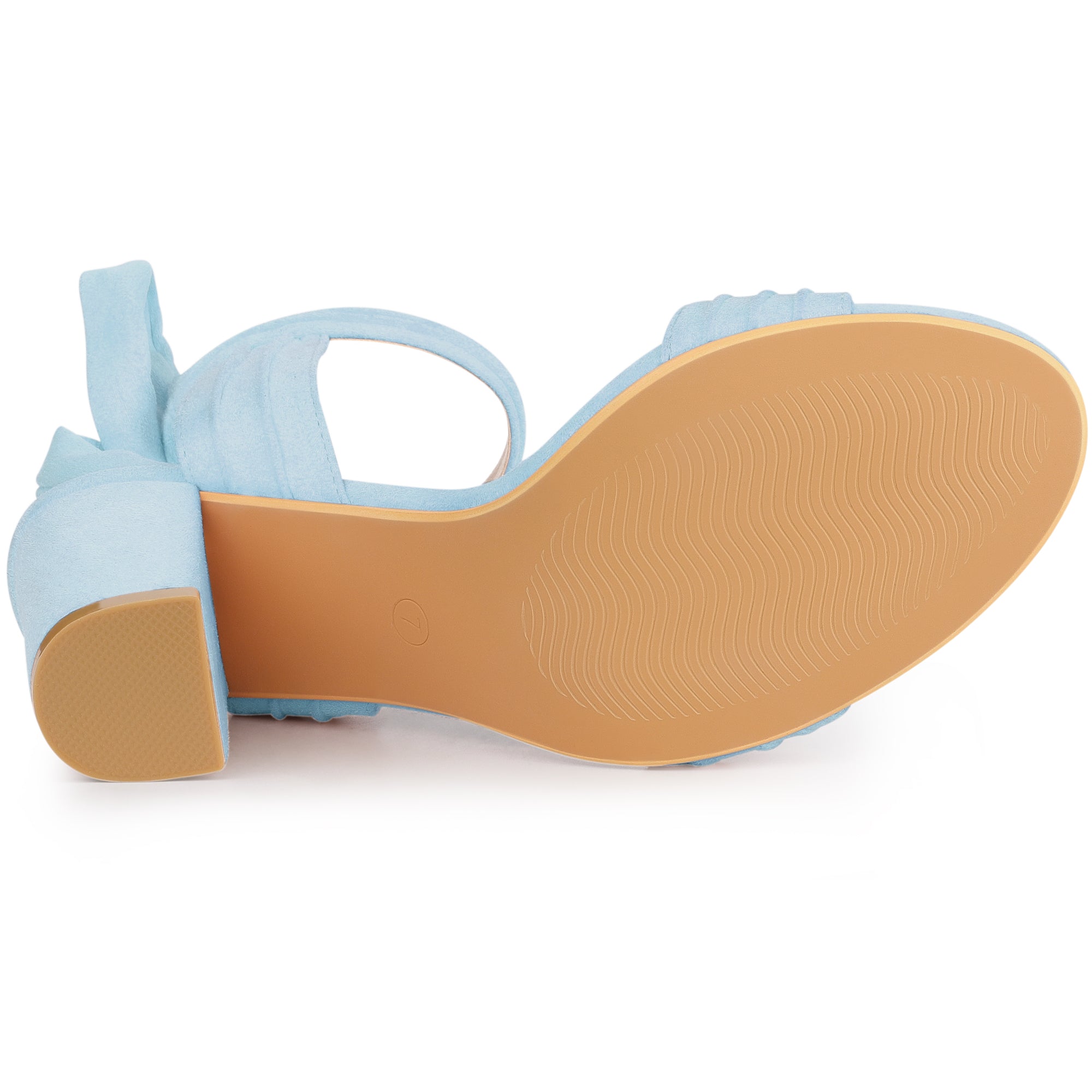 Faux Suede Open Toe Ankle Tie Back Chunky Heel Sandals