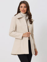Płaszcz Damski Zimowy w Kroju A-Line z Kołnierzem | Elegancki Płaszcz