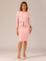 Elegancka Sukienka Ołówkowa z Baskinką | Sukienka Biuro–Elegancja