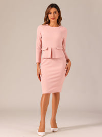 Elegancka Sukienka Ołówkowa z Baskinką | Sukienka Biuro–Elegancja