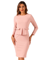 Elegancka Sukienka Ołówkowa z Baskinką | Sukienka Biuro–Elegancja