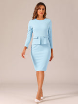 Elegancka Sukienka Ołówkowa z Baskinką | Sukienka Biuro–Elegancja