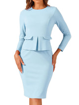 Elegancka Sukienka Ołówkowa z Baskinką | Sukienka Biuro–Elegancja