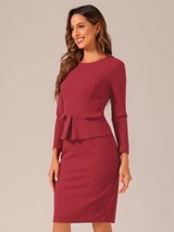 Elegancka Sukienka Ołówkowa z Baskinką | Sukienka Biuro–Elegancja