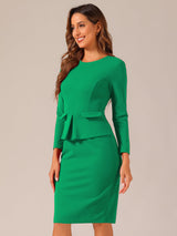 Elegancka Sukienka Ołówkowa z Baskinką | Sukienka Biuro–Elegancja