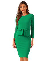 Elegancka Sukienka Ołówkowa z Baskinką | Sukienka Biuro–Elegancja