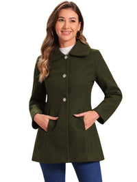 Płaszcz Damski Zimowy w Kroju A-Line z Kołnierzem | Elegancki Płaszcz