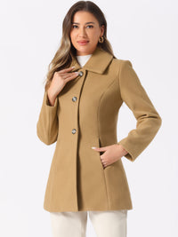 Płaszcz Damski Zimowy w Kroju A-Line z Kołnierzem | Elegancki Płaszcz