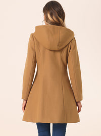 Płaszcz Damski Zimowy z Kapturem i Zapięciem na Kołki | Klasyczny Płaszcz