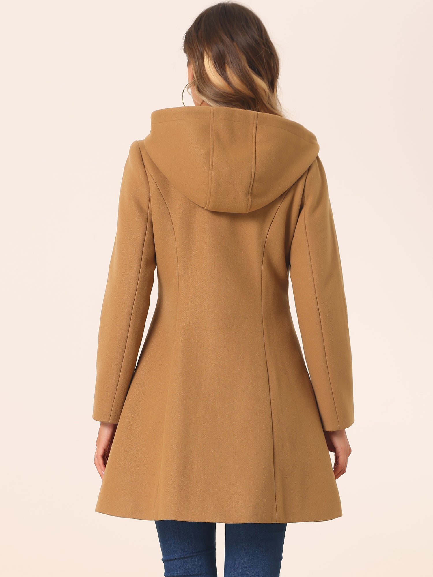 Płaszcz Damski Zimowy z Kapturem i Zapięciem na Kołki | Klasyczny Płaszcz