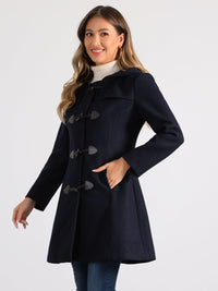 Płaszcz Damski Zimowy z Kapturem i Zapięciem na Kołki | Klasyczny Płaszcz