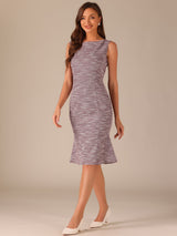 Elegancka Damska Sukienka Midi w Kratę | Bez Rękawów z Fiszbinką