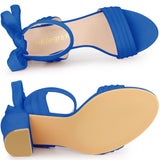 Faux Suede Open Toe Ankle Tie Back Chunky Heel Sandals