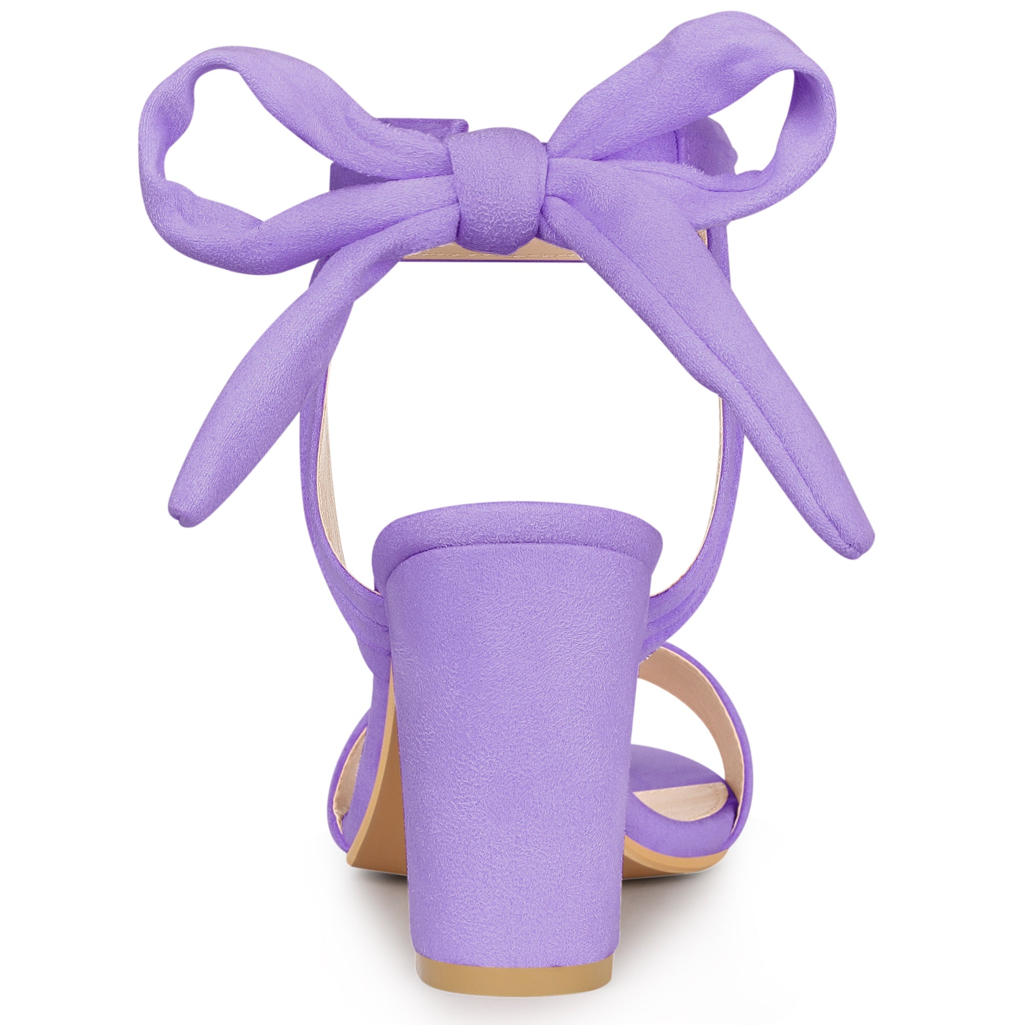 Faux Suede Open Toe Ankle Tie Back Chunky Heel Sandals