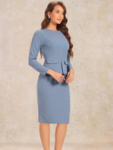 Elegancka Sukienka Ołówkowa z Baskinką | Sukienka Biuro–Elegancja