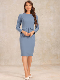 Elegancka Sukienka Ołówkowa z Baskinką | Sukienka Biuro–Elegancja