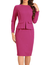 Elegancka Sukienka Ołówkowa z Baskinką | Sukienka Biuro–Elegancja