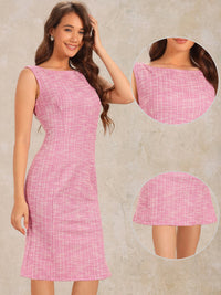 Elegancka Damska Sukienka Midi w Kratę | Bez Rękawów z Fiszbinką