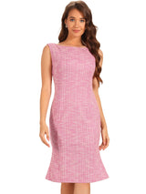 Elegancka Damska Sukienka Midi w Kratę | Bez Rękawów z Fiszbinką