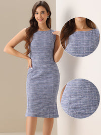 Elegancka Damska Sukienka Midi w Kratę | Bez Rękawów z Fiszbinką