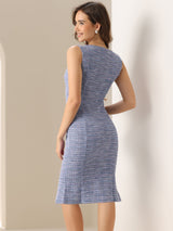 Elegancka Damska Sukienka Midi w Kratę | Bez Rękawów z Fiszbinką