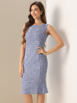 Elegancka Damska Sukienka Midi w Kratę | Bez Rękawów z Fiszbinką