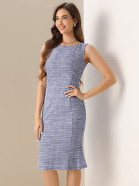 Elegancka Damska Sukienka Midi w Kratę | Bez Rękawów z Fiszbinką