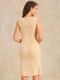 Elegancka Damska Sukienka Midi w Kratę | Bez Rękawów z Fiszbinką