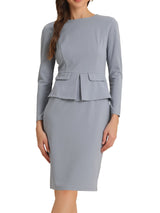 Elegancka Sukienka Ołówkowa z Baskinką | Sukienka Biuro–Elegancja