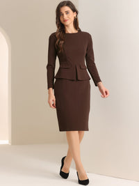 Elegancka Sukienka Ołówkowa z Baskinką | Sukienka Biuro–Elegancja