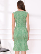 Elegancka Damska Sukienka Midi w Kratę | Bez Rękawów z Fiszbinką