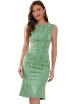 Elegancka Damska Sukienka Midi w Kratę | Bez Rękawów z Fiszbinką