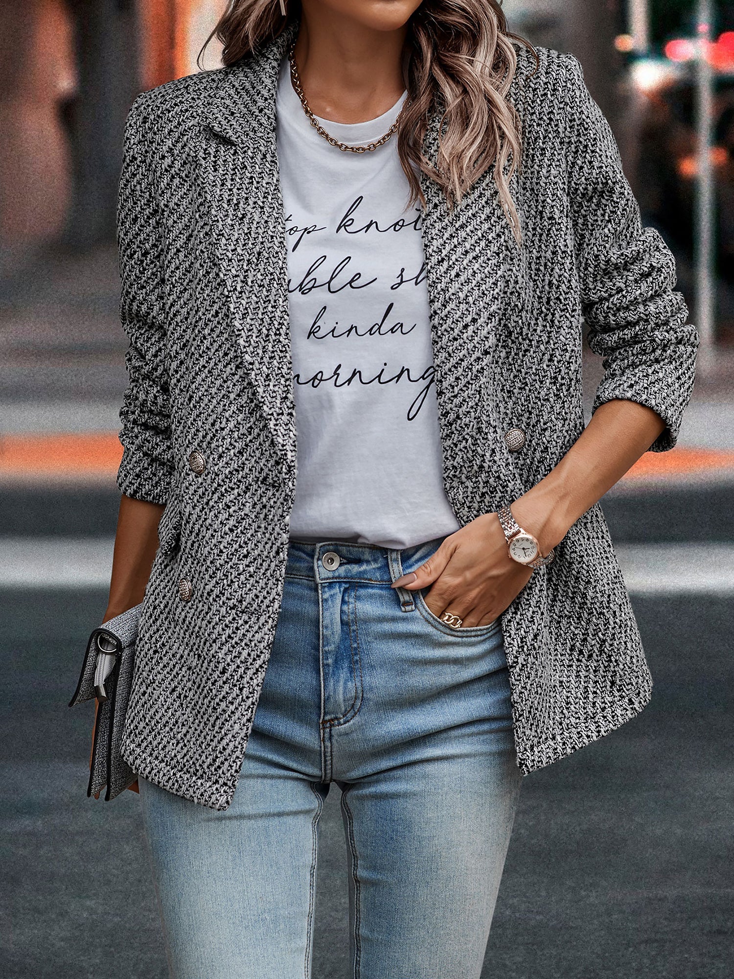 Damska Marynarka do Pracy o Klasycznym Kroju | Elegancka Marynarka