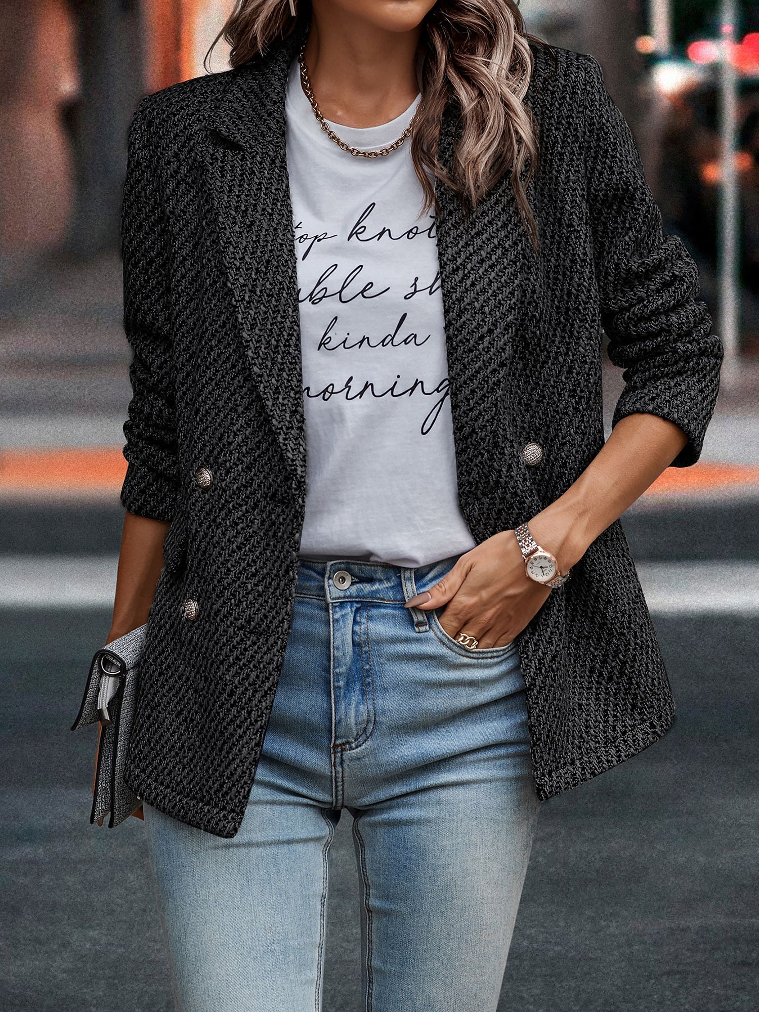 Damska Marynarka do Pracy o Klasycznym Kroju | Elegancka Marynarka