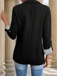 Damska Marynarka Casual do Biura z Podwijanymi Rękawami | Elegancka Marynarka Damska