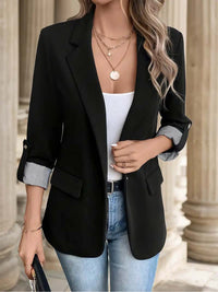 Damska Marynarka Casual do Biura z Podwijanymi Rękawami | Elegancka Marynarka Damska