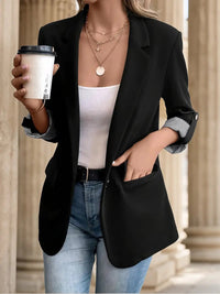 Damska Marynarka Casual do Biura z Podwijanymi Rękawami | Elegancka Marynarka Damska