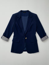 Damska Marynarka Casual do Biura z Podwijanymi Rękawami | Elegancka Marynarka Damska