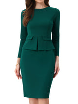 Elegancka Sukienka Ołówkowa z Baskinką | Sukienka Biuro–Elegancja