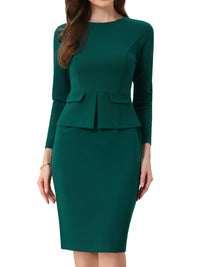 Elegancka Sukienka Ołówkowa z Baskinką | Sukienka Biuro–Elegancja