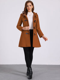 Płaszcz Damski Zimowy z Kapturem i Zapięciem na Kołki | Klasyczny Płaszcz