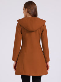 Płaszcz Damski Zimowy z Kapturem i Zapięciem na Kołki | Klasyczny Płaszcz