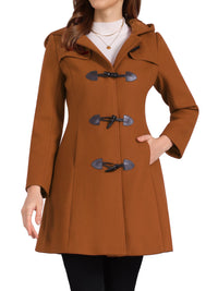 Płaszcz Damski Zimowy z Kapturem i Zapięciem na Kołki | Klasyczny Płaszcz