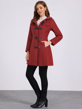 Płaszcz Damski Zimowy z Kapturem i Zapięciem na Kołki | Klasyczny Płaszcz