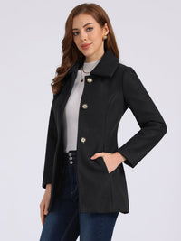 Płaszcz Damski Zimowy w Kroju A-Line z Kołnierzem | Elegancki Płaszcz