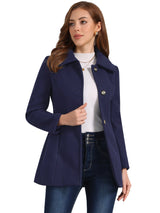 Płaszcz Damski Zimowy w Kroju A-Line z Kołnierzem | Elegancki Płaszcz