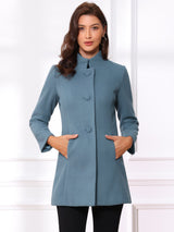 Płaszcz Damski Zimowy z Kołnierzem Stójką o Długim Kroju | Elegancki Płaszcz