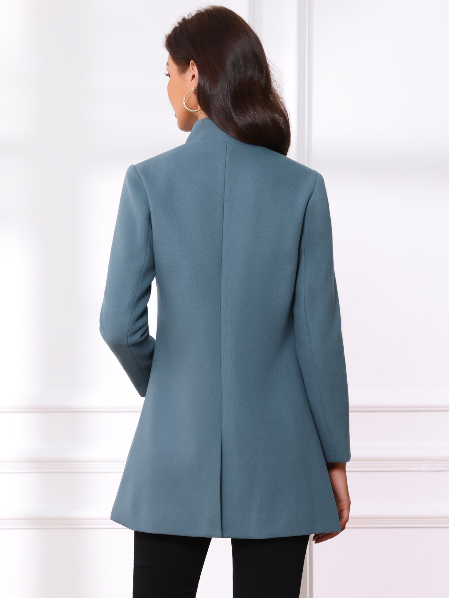 Płaszcz Damski Zimowy z Kołnierzem Stójką o Długim Kroju | Elegancki Płaszcz