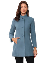 Płaszcz Damski Zimowy z Kołnierzem Stójką o Długim Kroju | Elegancki Płaszcz