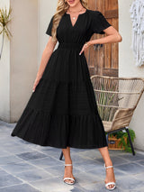 Damska Sukienka Midi z Bufiastymi Rękawami | Letnia Sukienka Casual